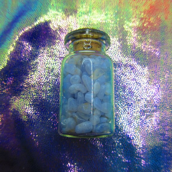 Blue Lace Agate Gemstone Chips In A Bottle Embellishment - Picture 3 of 3